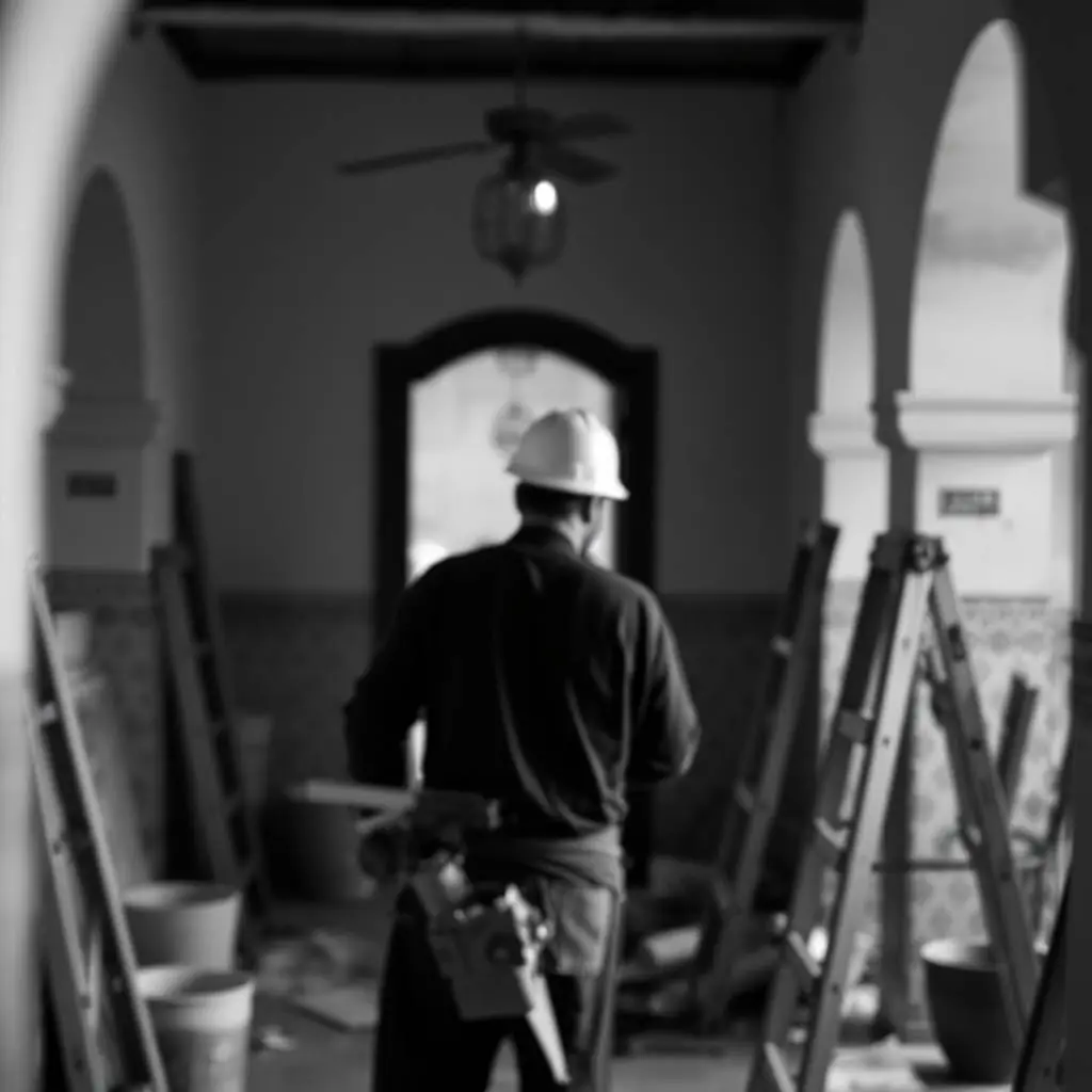 Image montrant la rénovation d’un riad à Marrakech par une entreprise spécialisée, incluant construction, devis gratuit et finition haut de gamme.