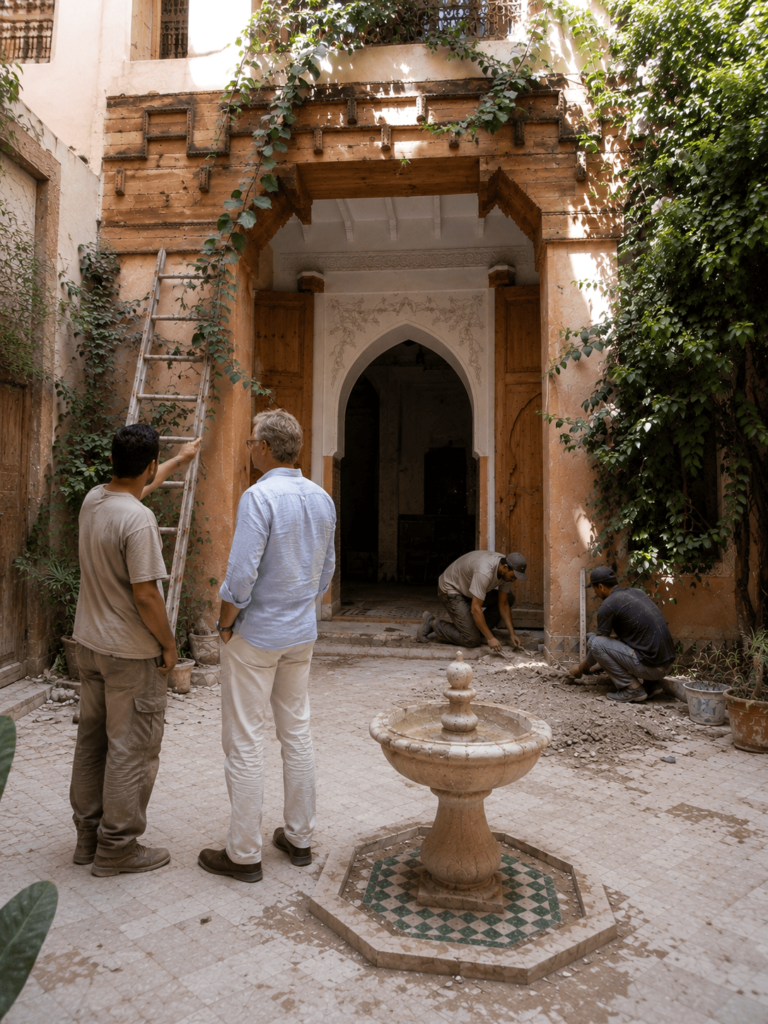 Étude de projet de rénovation de riad à Marrakech avec un client